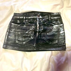 Lip Service Vintage Mini Skirt. Metallic Coating. Stretch Denim Like New size 3